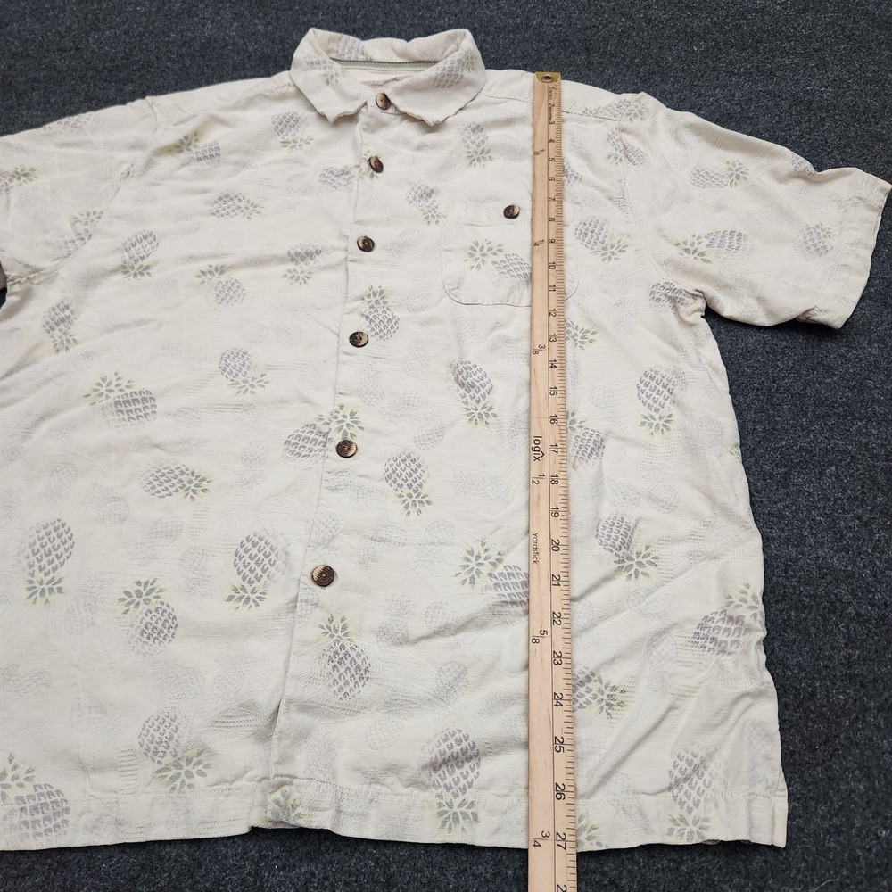 Tommy Bahama Mens Large Ivory Tropical Pineapple 100% Silk Button Front Shirt * - Picture 5 of 12
